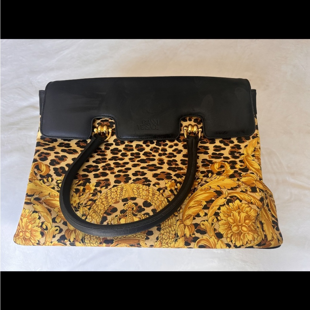 Versace Black, Gold & Leopard Baroque Tote